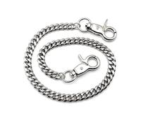 MVOLEGDE Trouser Chain, 50 cm Men's Trouser Chain, 10 mm Wide Wallet Chain, Silver Trousers Chain, Metal Trousers Chains, Hip Hop Key Chain with Carabiner, Streetwear Key Chain for Women, Edged