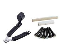 MVOSJFIE 1 Set 6 String Acoustic Guitar Bone Bridge Saddle and Nut & 1Pcs Guitar String Winder String Cutter Pin Puller