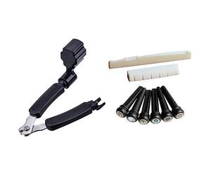 MVOSJFIE 1 Set 6 String Acoustic Guitar Bone Bridge Saddle and Nut & 1Pcs Guitar String Winder String Cutter Pin Puller