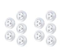 MVOSJFIE 10 Pack LED Battery-Powered Wireless Night Tap Lamp Stick-on Push Safe Lights for Hallway Closets Cabinets, Silver