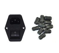 MVOSJFIE 10 Pcs Movable 7mm Inner Diameter Black Ferrite Core Ring Cable Clip & 1x Solder Lug Terminals IEC 320 C14 Filter
