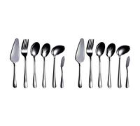 MVOSJFIE 12-Piece Serving Flatware Silverware Set, Serving Utensil Set,Include Cake Server, Slotted Serving Spoon Black