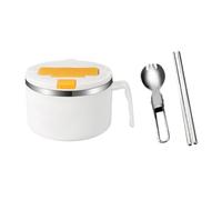MVOSJFIE 1200ml Noodle Bowl with Lid, Stainless Steel Instant Noodle Bowl, Rapid Ramen Bowl with Filterable Lid White