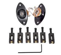 MVOSJFIE 1x Oval Indented Guitar Jack Plate 30 Oval Indented Guitar Jack Plate & 6 Roller Bridge Tremolo Saddles with Wrench