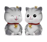 MVOSJFIE 2 Pcs Cute Cat Decorative Saving Bank, Coin Bank Money Piggy Bank Help Form Right Money Habits,Eyes Closed & Eyes Open