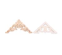MVOSJFIE 2 Pcs Unpainted Wood Oak Carved Corner Onlay Applique Furniture Home Decor, 12.5x12.5cm & 8 x 8cm