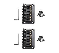MVOSJFIE 2 set Hardtail Guitar Bridge Body Through for 6 String Electric Parts Black