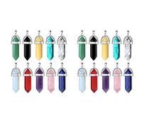 MVOSJFIE 20Pcs Healing Crystal Pendant Charms Jewelry Making Natural Gemstone Bulk Obsidian Rose Quartz Carnelian