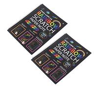 MVOSJFIE 2X 19x26Cm Large Magic Color Rainbow Scratch Paper Note Book Black Diy Drawing Toys Scraping Painting Kid Doodle