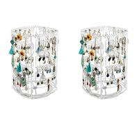 MVOSJFIE 2X 360 Rotating Earring Holder Stand Clear Earrings Organizer, Acrylic Jewelry Storage Display Rack