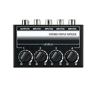 MVOSJFIE 2X 4 Channel Stereo Audio Mixer Support Input and Output Mini Passive Stereo Mixer with Separate Volume Controls
