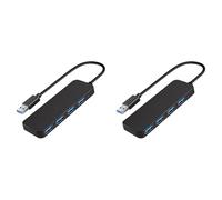MVOSJFIE 2X 4 Ports USB Hub, USB 3.0 Hub USB Splitter USB Expander for Laptop, Flash Drive, HDD, Console, Printer, Camera