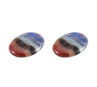 MVOSJFIE 2X 7 Chakra Thumb Worry Stone for Anxiety Stress Relief Meditation Pocket Palm Therapy Crystals Natural Massage Stones