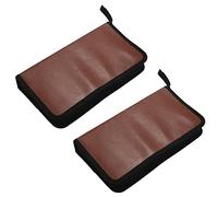 MVOSJFIE 2X 80-Discs Portable Leather Storage Bag Zippered Storage Case for CD DVD Hard Disk Album - Brown