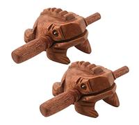 MVOSJFIE 2X Carved Croaking Wood Percussion Musical Sound Wood Frog Tone Block Toy