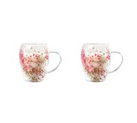 MVOSJFIE 2X Creatives Real Flower Double Glass High Appearance Level Full Star Dried Flower Milk Coffee Glass 350ml Cup A