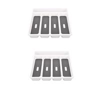 MVOSJFIE 2X Large Gray Silverware Tray Fork Collection Container 5 Compartments Soft-Grip Plastic Storage Box for Tableware