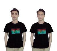 MVOSJFIE 2X Men Sound Activated Led T-Shirt Light Up Flashing Rock Disco Equalizer Short Sleeve Led T Shirt M