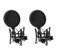 MVOSJFIE 2X Professional Microphone Mic Shock Mount with Shield Articulating Head Holder Stand Bracket for Studio Broadcast