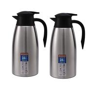 MVOSJFIE 2X Silver 304 Stainless Steel 2L Thermal Flask Vacuum Insulated Water Pot Coffee Tea Milk Jug Thermal Pitcher