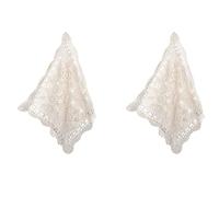 MVOSJFIE 2X Tablecloths Crochet Square Table Cover Christmas Lace Table Covering Doilies for Furniture Décor Beige Color 15.7Inch