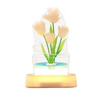MVOSJFIE 3D Tulip Night Light, USB Charging LED Nightlight Tulip Flower Table Lamp Bedside Table Lamp for Room Decoration Easy Install Easy to Use A