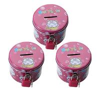 MVOSJFIE 3X Cylinder Design Cartoon Print Piggy Bank Coin Money Saving BoX W Padlock