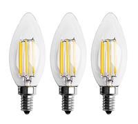 MVOSJFIE 3X Dimmable E12 6W COB Candle Flame Filament LED Light Bulb Lamp 10 x 3.5cm