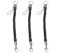 MVOSJFIE 3X Lobster Clasp Black Spring Stretchy Coil Cord Strap Keychain Key Chain Rope