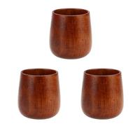 MVOSJFIE 3X Primitive Handmade Natural Wood Wooden Cup Breakfast Beer Milk Tea Mug