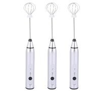 MVOSJFIE 3X Rechargeable Electric Milk Frother with 6 Whisks, Handheld Foam Maker for Coffee, Latte, Cappuccino, Hot Chocolate
