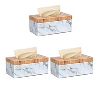 MVOSJFIE 3X Rectangular Marble PU Grain Tissue Box Cover Napkin Holder Paper Towel Dispenser Container for Home Decor