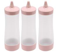 MVOSJFIE 3X Squeeze Bottle Kitchen Accessories Gravy Boat Plastic Sauce Vinegar Cruet Condiment Dispenser Pink + Transparent