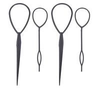 MVOSJFIE 4 Pcs Topsy Tail Hair Styler Hair Style Hair Twister Snare Loop Black