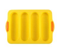 MVOSJFIE 4-Slot French Cake Mold French DIY Small Bread Mold Non-Stick Easy-to-Release Baking Tray Yellow
