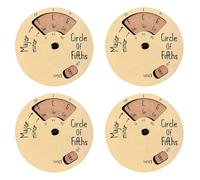 MVOSJFIE 4PCS Circle of Fifths Wheel, Wooden Chord Wheel for Guitar Learning, Circle of Fifths Chord Wheel Wooden Melody Tool