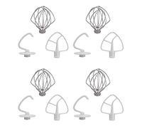 MVOSJFIE 4X K45DH Dough Hook K45B Coated Flat Beater K45WW Wire Whip Fit for Stand Mixer with 4.5Qt 5 Qt Bowl for Kitchen Aid