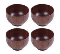 MVOSJFIE 4X Wooden Bowls Wooden Soup Bowl Healthy Food Container Vintage Dinner Tableware Kitchen Accessories