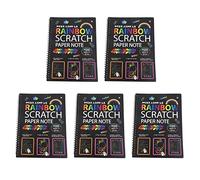 MVOSJFIE 5X 19X26cm Large Magic Color Rainbow Scratch Paper Note Book Black DIY Drawing Toys Scraping Painting Kid Doodle