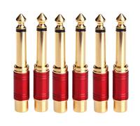 MVOSJFIE 6.35mm 1/4 Inch Male Mono to Female Interconnect Audio Adapter Conversion Plug (Red 6 Pack)