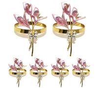 MVOSJFIE 6PCS Gold Lily Napkin Rings Metal Napkin Ring Holders for Wedding Party Holiday Banquet Christmas Dinner,B
