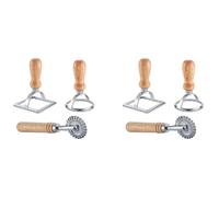 MVOSJFIE 6Pcs Ravioli Stamp Maker Cutter with Roller Wheel Set,Mold with Wooden Handle for Pasta,Dumplings Lasagna,Pies