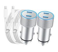 MVOSJFIE Car Charger 2-Pack 40W Dual Port Fast USB C Car Charger Power Lighter Adapter with 3FT USB C to C Cable Aluminum Alloy