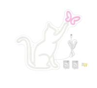 MVOSJFIE Cat Neon Sign USB Powered Dimmable Switch Butterfly LED Neon Light Wall Decor for Bedroom Birthday Kids Girl Gift