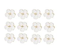 MVOSJFIE Napkin Rings,12 PCS Flowers Napkin Ring Holders Dinner Tables Rings Elegant Ornament Table Setting Decoration,White