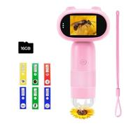 MVOSJFIE P30 Kids Microscope, 1000x Slide Digital Microscope with 2 Inch Screen, HD 16MP Camera and 1080P Video, Pocket Coin B