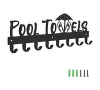 MVOSJFIE Pool Towel Rack with 8 Hooks, Towel Holder Wall Mounted for Outdoor or Bathroom, Towel Hanger for Hanging Bathrobes