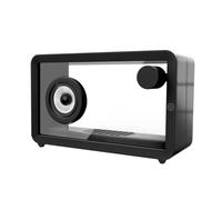 MVOSJFIE Portable Colorful RGB Simple Desktop Small Speaker LED Atmosphere Light Transparent Bluetooth Speaker Black