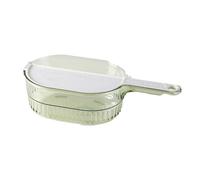 MVOSJFIE Rice Washer Strainer Bowl Plastic Fruit Washer Strainer with Handle & Drain Baffle, Multi Functional Drain Basket Green