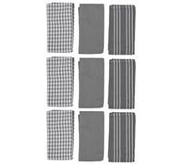 MVOSJFIE Towels, 100% Natural Cotton, The Best Tea Towels,Dish Cloth,18 x 25 Inch,9 Pack,White with Grey Stripe